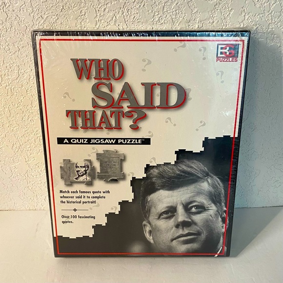 Vintage NEW SEALED “Who Said That? 252 Piece Quiz Jigsaw Puzzle Buffalo Game JFK - Picture 1 of 10